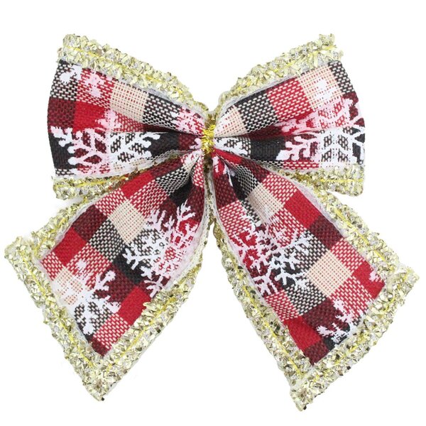 Kit 9 Peças Enfeite Árvore Natal Laço Lacinho Xadrez 11cm