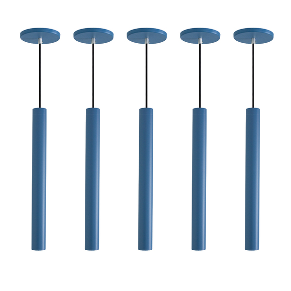 Kit 9 Pendente Luminária Tubo Azul 30 Cm + Lâmpada Led Branco