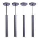 Kit 9 Pendente Luminária Tubo Cinza 30 Cm + Lâmpada Led Branc