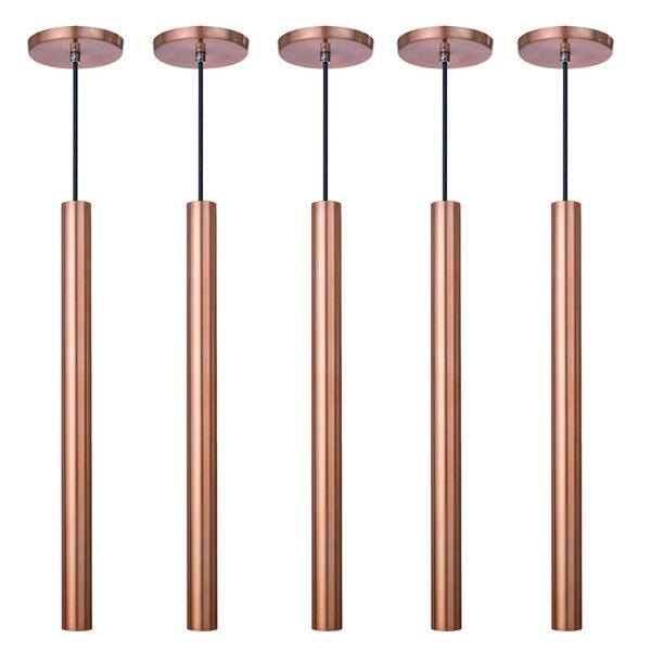 Kit 9 Pendente Luminária Tubo Cobre Escovado 50 Cm + Lâmpada
