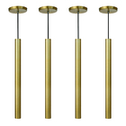 Kit 9 Pendente Luminária Tubo Dourado 50 Cm + Lâmpada Led Bra