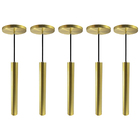 Kit 9 Pendente Luminária Tubo Dourado Escovado 30 Cm + Led Lâ