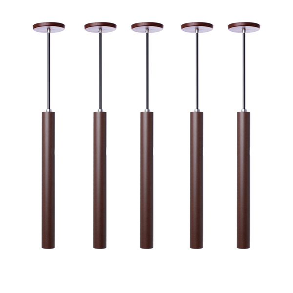 Kit 9 Pendente Luminária Tubo Marrom 30cm Canopla 6cm