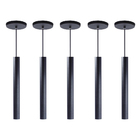 Kit 9 Pendente Luminária Tubo Preto 30 Cm + Lâmpada Led Branc