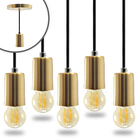 Kit 9 Pendente Soquete Copinho E27 Dourado + Led G45