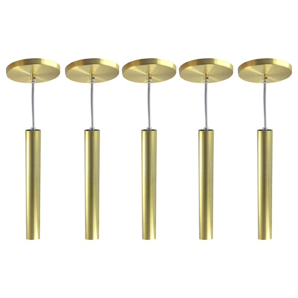 Kit 9 Pendente Tubo Dourado Cabo Cristal 30cm  + Led Lâmpada: