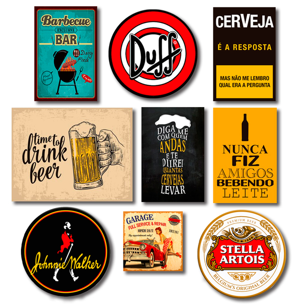 Kit 9 Placas Decorativas Bebidas Frases Cervejas Leroy Merlin
