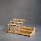 Kit 9 Potes 200ml Tampa Bambu E Rack Organizador Bambu Oikos