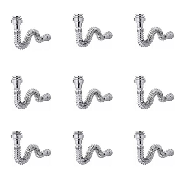 Kit 9 Sifão Sanfonado Cromado Cozinha Pia Banheiro Tanque