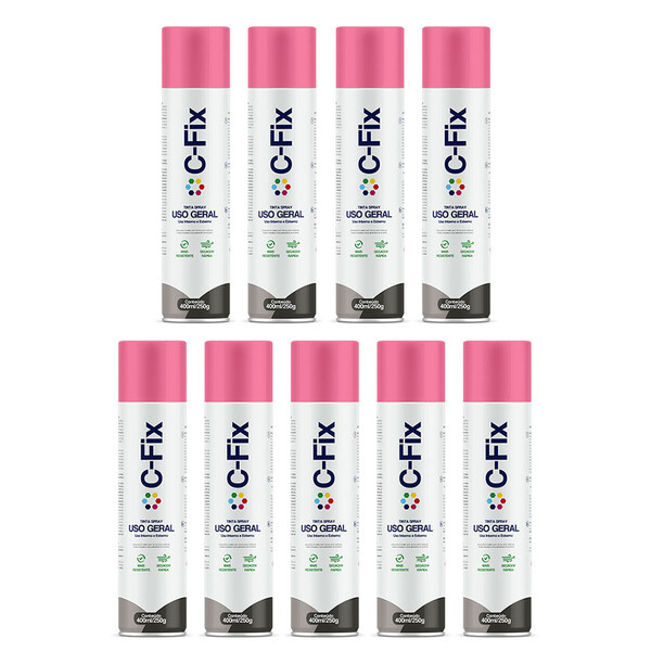 Kit 9 Tintas Spray Rosa Uso Geral Interno/xterno 400ml C-fix