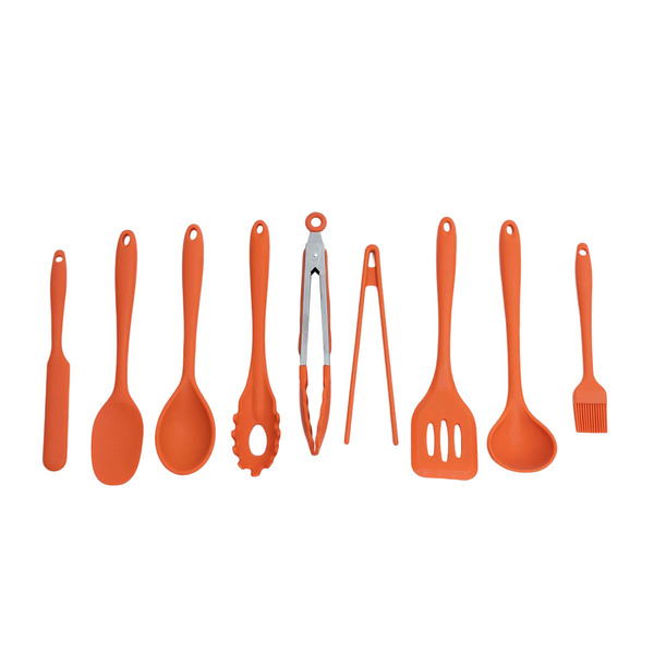 Kit 9 Utensílios De Cozinha De Silicone Completo Multiuso - O