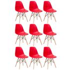 Kit - 9 X Cadeiras Charles Eames Eiffel Dsw - Base De Madeira
