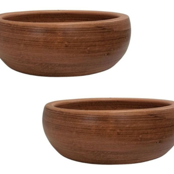 Kit  2 Bacias Para Suculenta 26x10cm Cor Tabaco Envelhecido