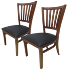 Kit  2 Cadeiras De Jantar Em Madeira Maciça  Estofada Preto