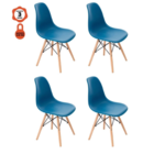 Kit  4 Cadeira Charles Eames Wood Dsw Azul Petroleo -  Base M