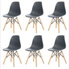 Kit  6 Cadeira Charles Eames Wood Dsw Cinza Escuro Fumaça Gra