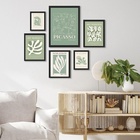 Kit  6 Quadros Matisse Picasso Bege E Verde Moldura Preta