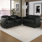 Kit + 2 Poltronas Decorativas + Namoradeira 2 Lugares Preto