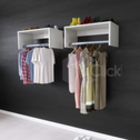 Kit (c/ 2 Unidades) Cabideiro Prateleira Araras Roupas Cm Mdp