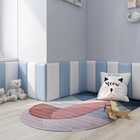 Kit  Cabeceira Modulada  08 Peças  Em Corino  Azul E Branco