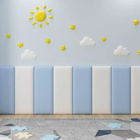 Kit  Cabeceira Modulada  08 Peças  Em Corino  Azul E Branco