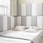 Kit  Cabeceira Modulada  08 Peças  Em Corino Cinza  E Branco