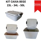 Kit  Caixas Plástica Organizadora 50l 34l 23l Bege Original