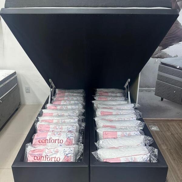 Kit  Cama Baú Bipartido Casal 1 38 X 1 88 Diversas Cores + Co