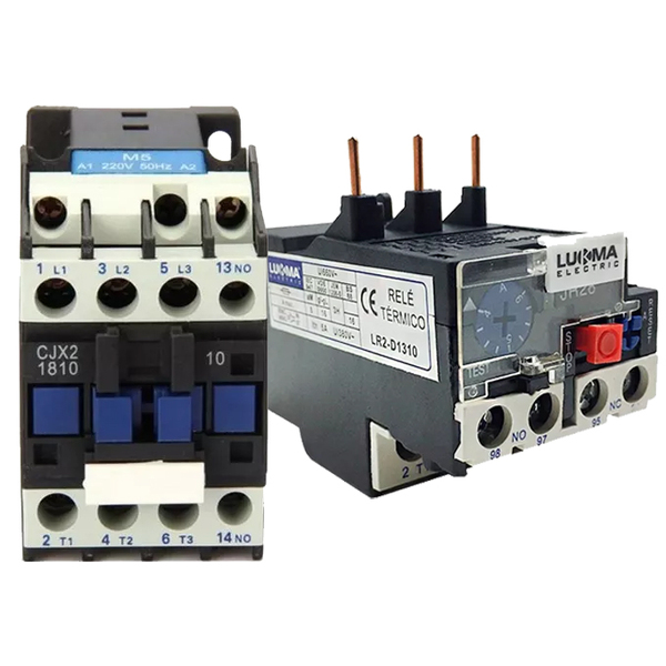 Kit  Contator Cjx2-d1810 Na 220v 60hz + Relê Térmico 12-18a
