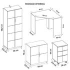 Kit  Escritório Conjunto 4 Peças Cubic Branco Caemmun