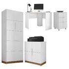 Kit  Escritório Conjunto 4 Peças Cubic Branco Caemmun