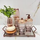 Kit. Higiene Premium 6 Peças Com Bandeja Vaso Planta Rose Gold