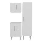 Kit  Lavanderia Armários Multiuso Para Área De Serviço Branco