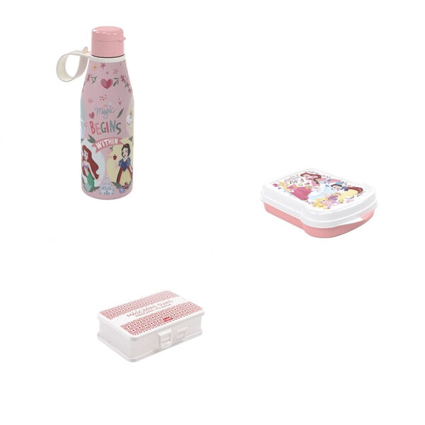 Kit  Sanduicheira Garrafa Abre - Princesas E Porta Mascaras