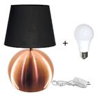 Kit Abajur Bola  Cobre Cupula Preta 3031c/lamp