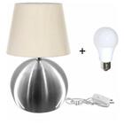 Kit Abajur Bola  Cromado Cupula Bege 3031c/lamp