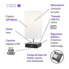 Kit Abajur USB Trio H + Lâmpada Smart,3 Portas ( 2 A + 1 USB