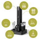 Kit Abridor De Vinhos Elétrico Saca Rolhas Usb Biscuitt Oak 4