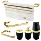 Kit Acessório Banheiro Bancada 6 Peças Dourado Toalheiro Pape