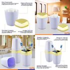 Kit Acessório Banheiro Bancada 7 Peças Dourado - Branco