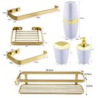 Kit Acessório Banheiro Bancada 7 Peças Dourado - Branco