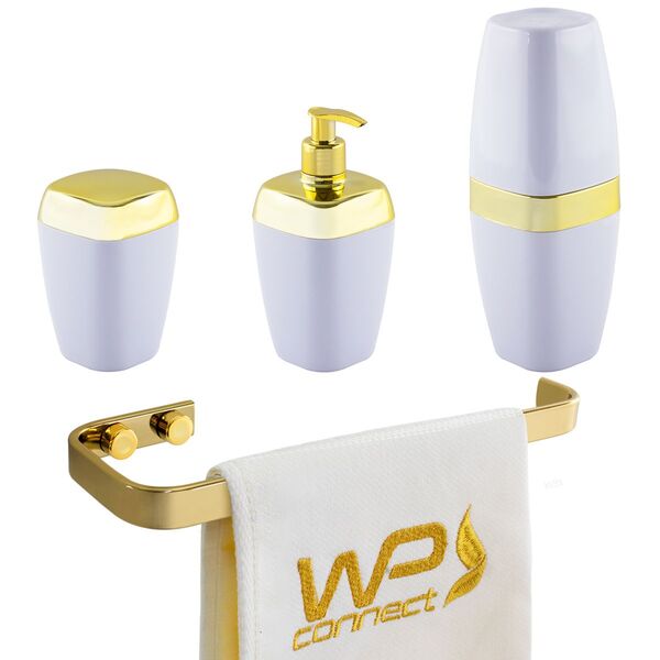 Kit Acessório Banheiro Porta Escova Sabonete Algodão Preto E