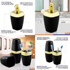 Kit Acessório Banheiro Porta Escova Sabonete Toalheiro Dourad