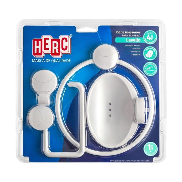 Kit Acessorio De Banho 4pçs Branco Lavello Herc