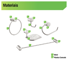 Kit Acessório de Parede 5 Peças Metal Atria Prata