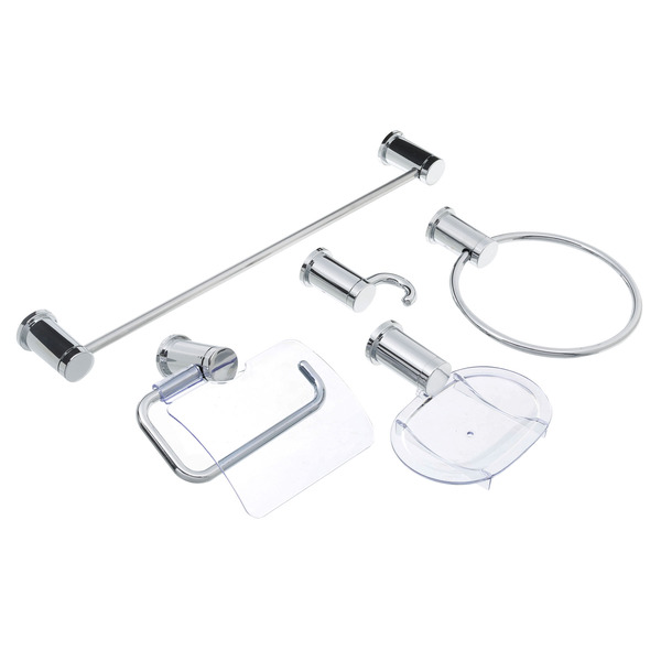 Kit Acessório de Parede 5 Plástico Unic Prata