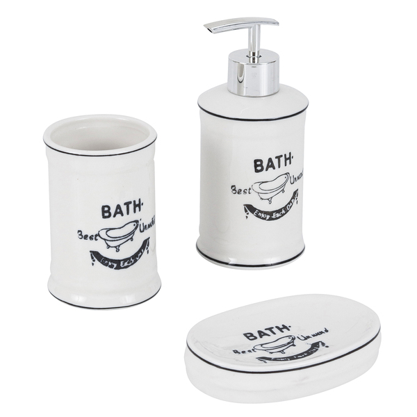 Kit Acessório para Bancada Branco em Cerâmica 3 peças Bath Espressione Mabruk