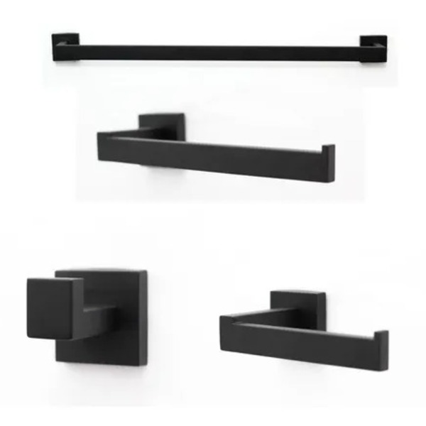 Kit Acessórios 4 Peças Slim Luxo Para Banheiro Lavabo Quadrad