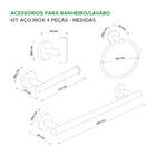 Kit Acessórios 4pcs P/ Banheiro Lavabo Aço Inox Preto