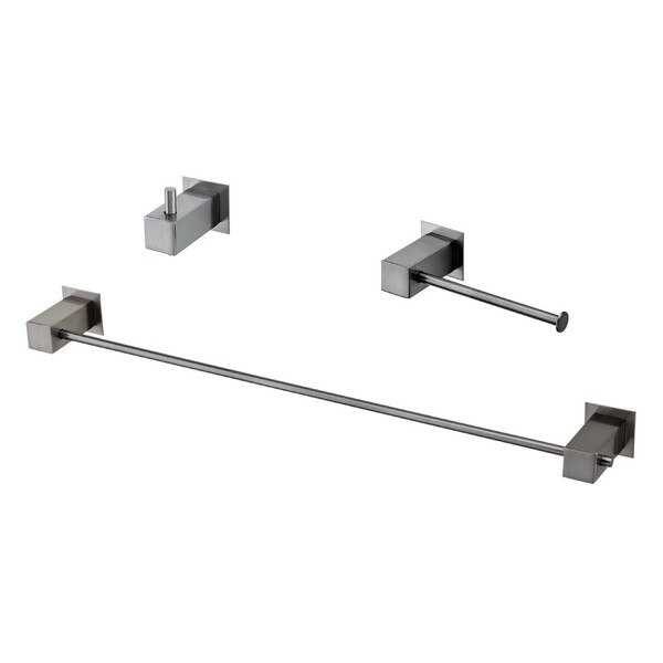 Kit Acessórios Banheiro 03 Peças Bella Grafite Escovado Fani